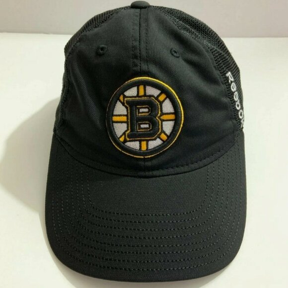 NHL Reebok Boston Bruins Face Off Mesh Snapback Hat Trucker Cap - Picture 1 of 4
